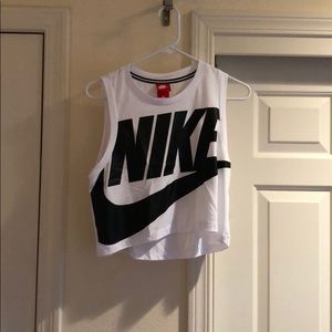 Nike White Logo Cropped Tank
